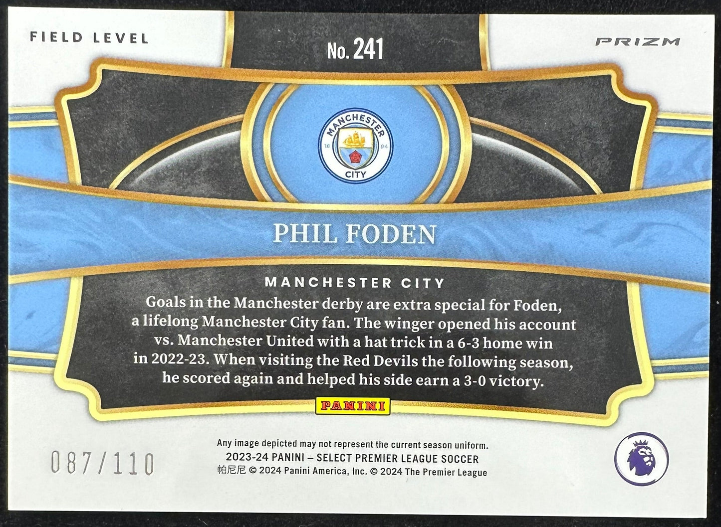 Phil Foden 2023-24 Panini Select #241 Winter Camo /110 Prizm