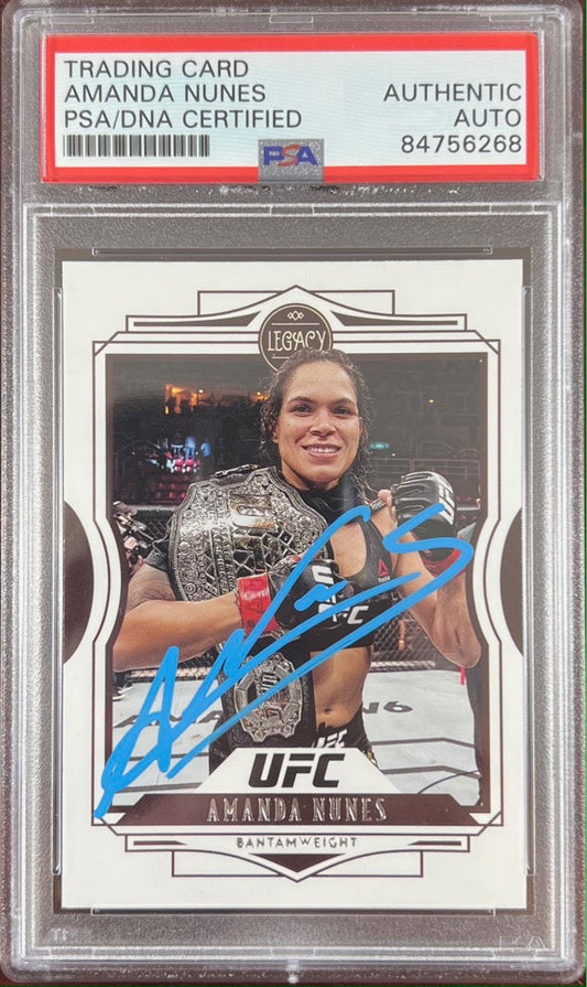 Amanda Nunes autographed 2021 Panini Legacy card #41 UFC PSA Encapsulated