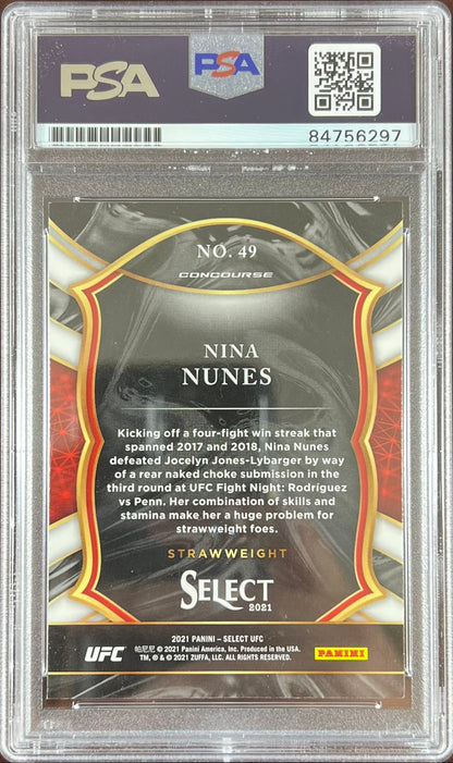Nina Nunes autographed 2021 Panini Select card #49 UFC PSA Encapsulated
