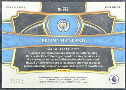 Erling Haaland 2023-24 Panini Select Orange #242 /75 Prizm