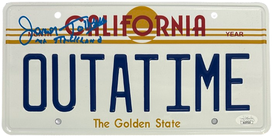 James Tolkan inscribed signed license plate Back to the future Mr Strickland JSA