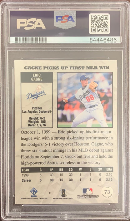 Eric Gagne Auto RC Card #73 1999 Pacific Trading Cards Dodgers PSA Encapsulated