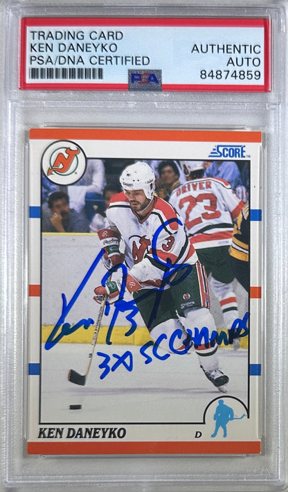 Ken Daneyko auto insc 1990 Score #178 card PSA Encapsulated New Jersey Devils