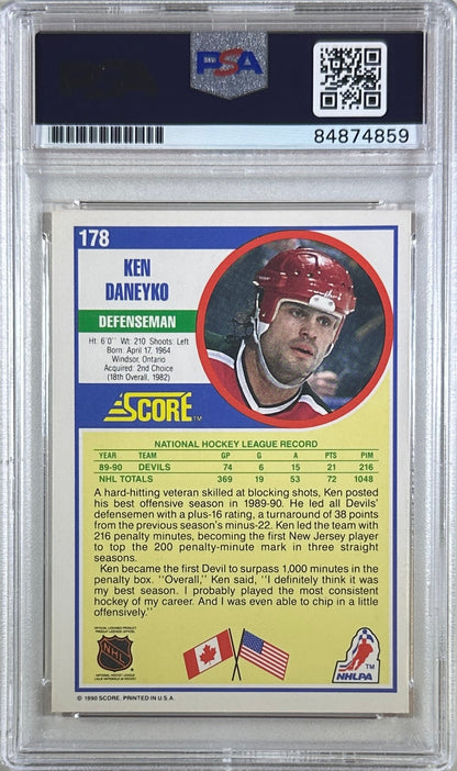 Ken Daneyko auto insc 1990 Score #178 card PSA Encapsulated New Jersey Devils