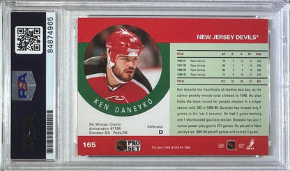 Ken Daneyko auto insc 1990 Pro Set card #165 PSA Encapsulated New Jersey Devils