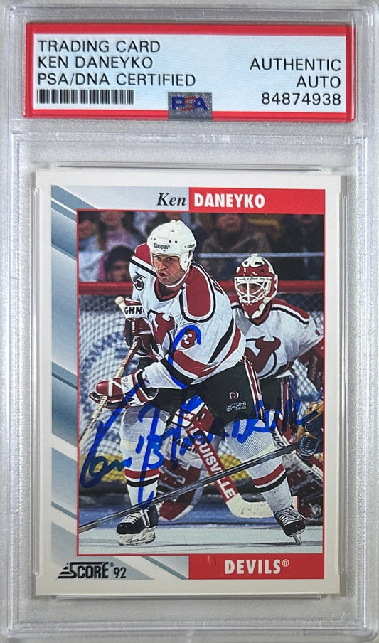 Ken Daneyko auto insc 1992 #53 Score card PSA Encapsulated New Jersey Devils