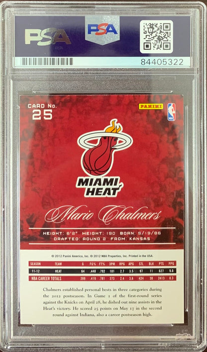 Mario Chalmers auto signed 2012 Prestige #25 card Miami Heat PSA Encapsulated