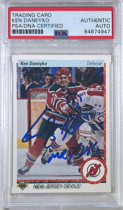 Ken Daneyko auto insc 1991 Upper Deck card PSA Encapsulated New Jersey Devils