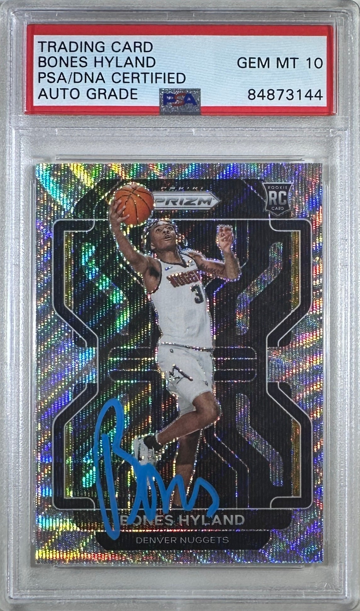 Bones Hyland signed rc #302 2022 Denver Nuggets Panini GEM Mint 10 PSA Encap