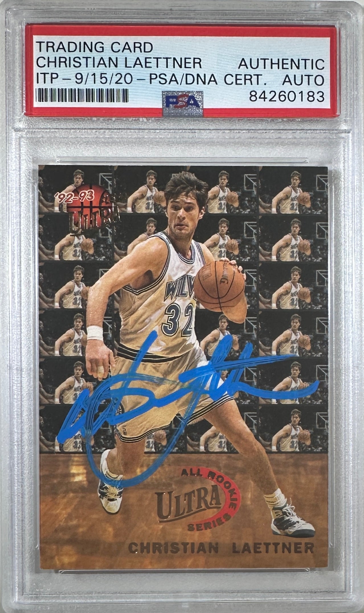 Christian Laettner auto 1993 Fleer Ultra RC PSA Encapsulated Timberwolves