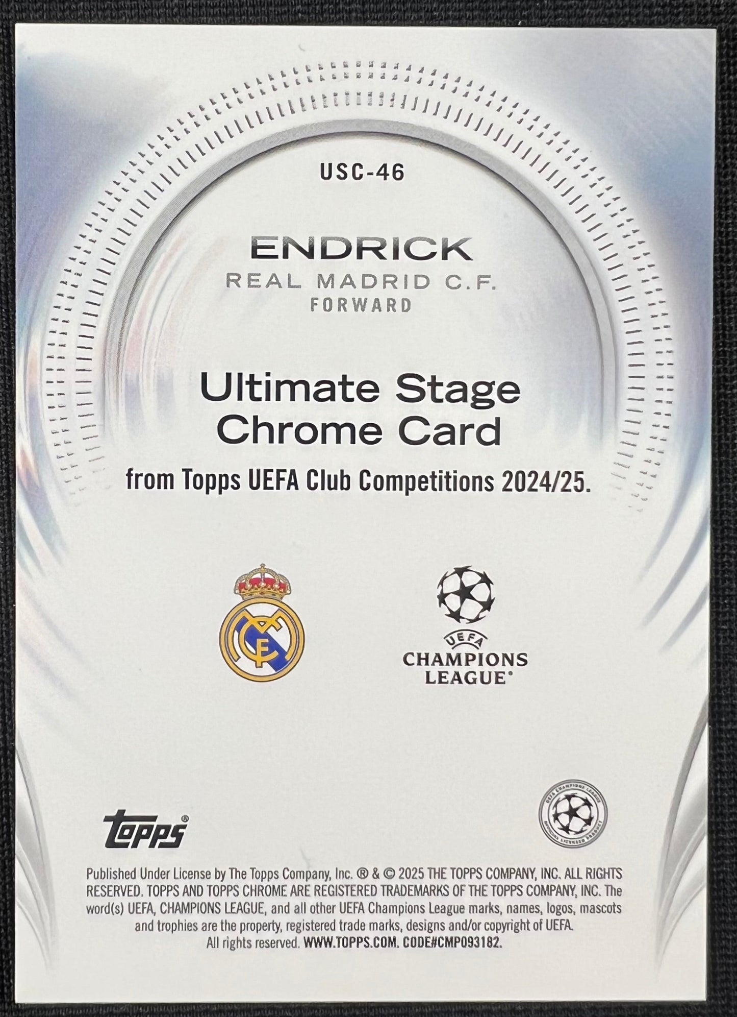 Endrick 2025 Topps Chrome Ultimate Stage RC Champions League Disco