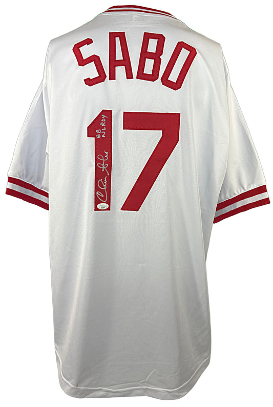 Chris Sabo autographed signed inscribed baseball jersey JSA COA