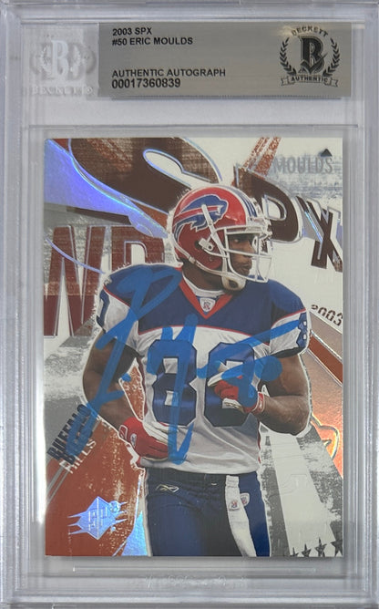 Eric Moulds autographed signed Upper Deck 2003 #50 Buffalo Bills BAS Encap