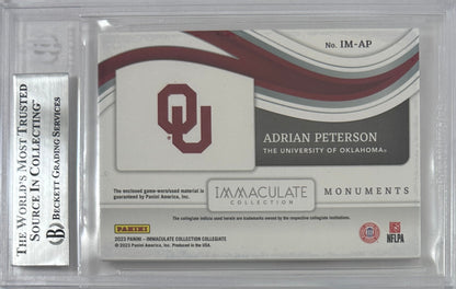 Adrian Peterson auto 2023 Panini 58/75 NFL Oklahoma Vikings BAS Encap game used card