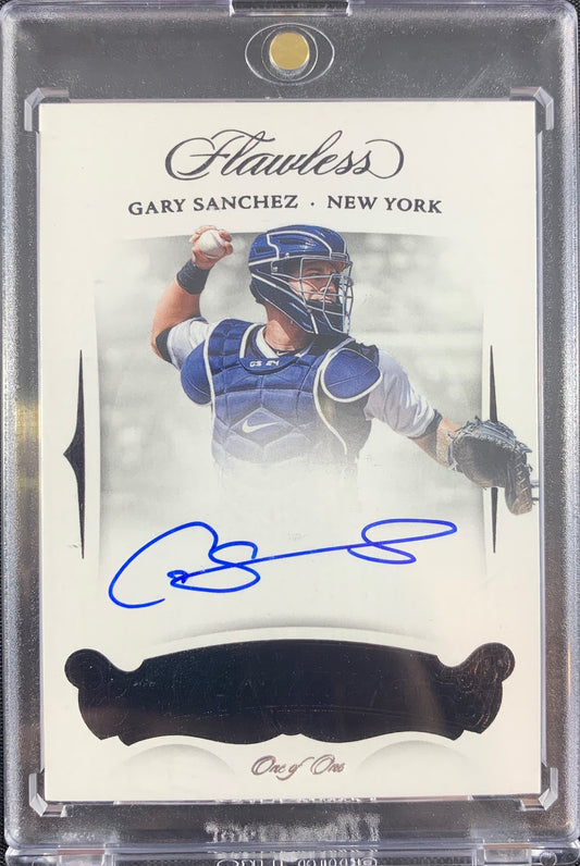 Gary Sanchez autographed signed Card 1/1 New York Yankees 2018 Panini Flawless