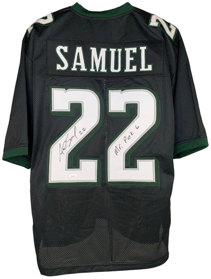 ASANTE SAMUEL SR. SIGNED INSCRIBED CUSTOM BLACK PRO STYLE AUTOGRAPHED JERSEY JSA COA