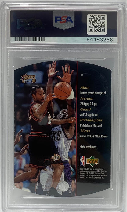 Allen Iverson auto signed 1998 Upper Deck SPX #30 Philadelphia 76ers PSA Encap