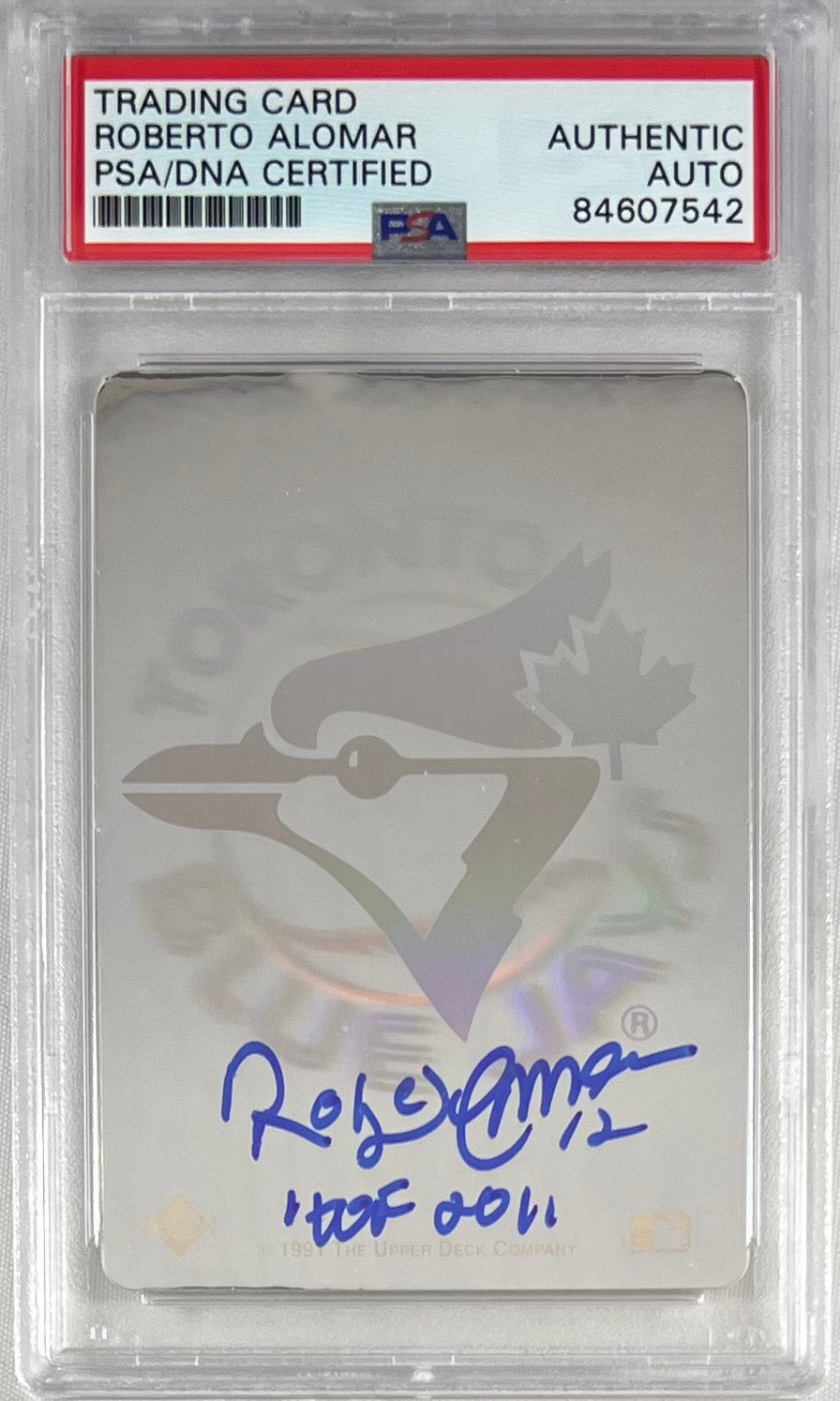 Roberto Alomar auto insc Upper Deck card MLB Toronto Blue Jays PSA Encapsulated