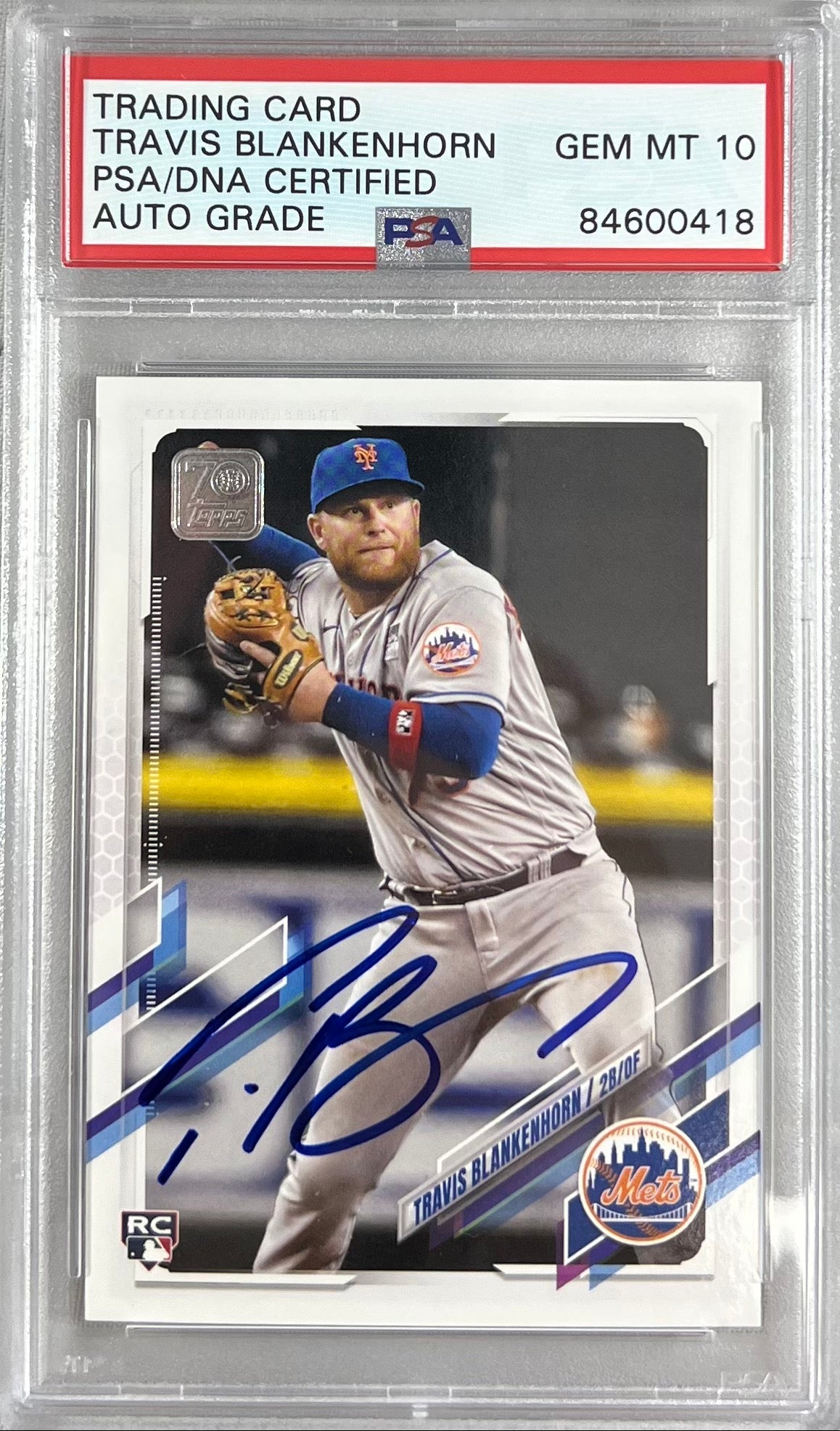 Travis Blankenhorn auto 2021 Topps RC #US231 PSA GEM MINT 10 New York Mets MLB