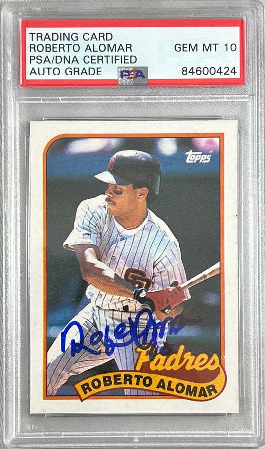 Roberto Alomar auto 1989 Topps RC #206 PSA GEM MINT 10 San Diego Padres MLB