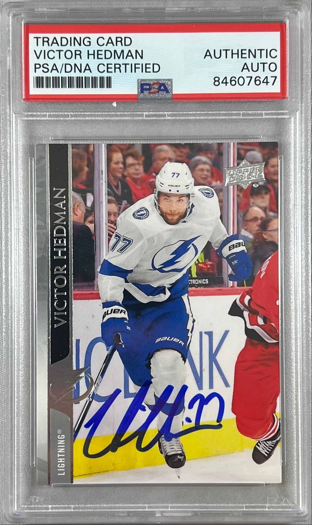 Victor Hedman auto 2020-21 Upper Deck #161 card Lightning PSA Encapsulated