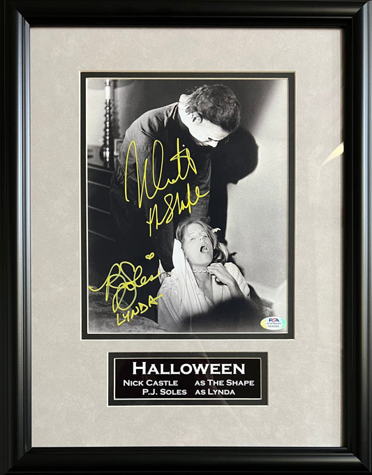 Nick Castle PJ Soles autographed signed inscribed framed 8x10 photo Halloween PSA COA