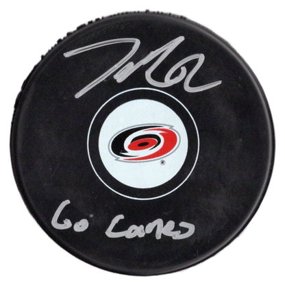 Jesperi Kotkaniemi inscribed signed puck NHL Carolina Hurricanes JSA COA