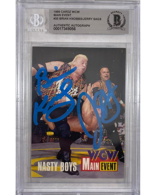 WWE WCW Nasty Boys Brian Knobbs Jerry Sags Autographed Signed CARDZ #35 1995 BAS Encapsulated