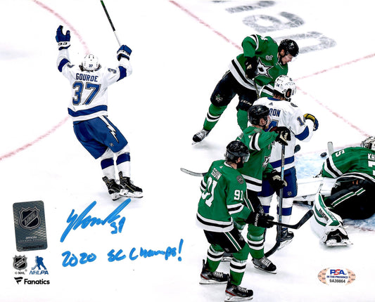 Yanni Gourde autographed inscribed 8x10 photo NHL Tampa Bay Lightning PSA COA