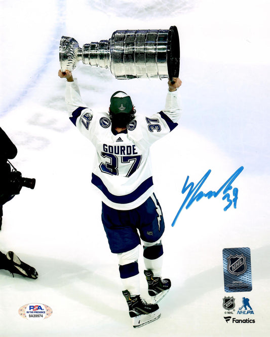 Yanni Gourde autographed signed 8x10 photo NHL Tampa Bay Lightning PSA COA