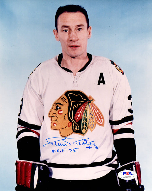 Pierre Pilote autographed signed inscribed 8x10 photo NHL Chicago Black Hawks PSA COA HOF