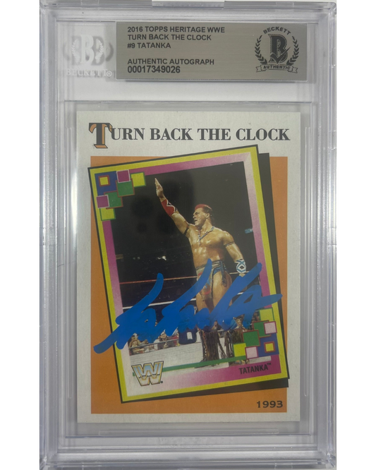 WWE Chris Chavis Tatanka Autographed Signed Topps Card #9 2016 BAS Encapsulated