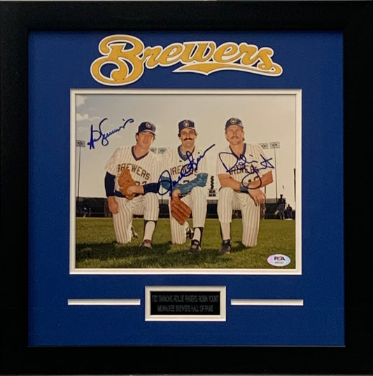 T. Simmons R. Fingers R. Yount autograph framed 8x10 photo Milwaukee Brewers PSA