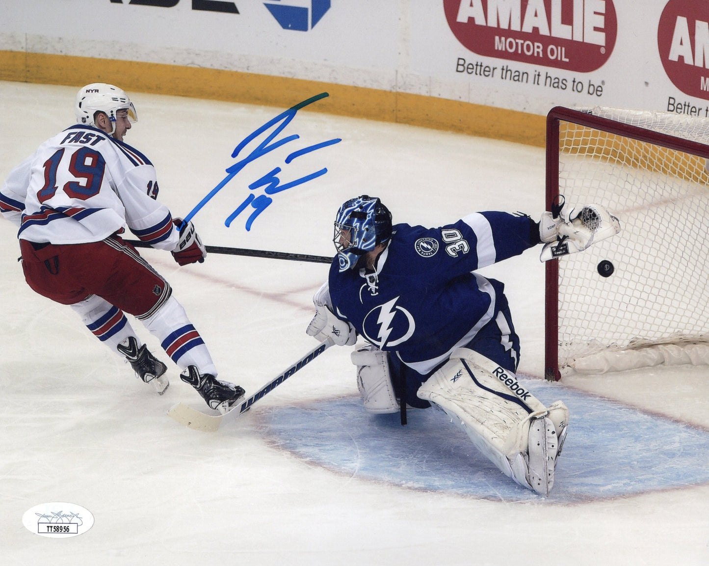 Jesper Fast autographed signed 8x10 photo NHL New York Rangers JSA COA