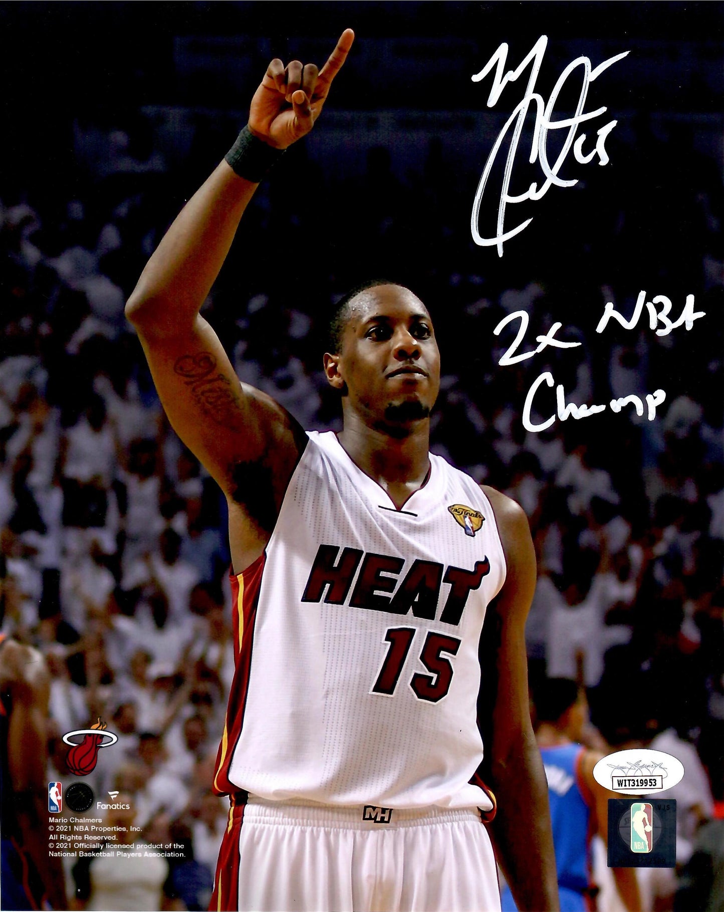 Mario Chalmers autographed signed inscribed 8x10 photo NBA Miami Heat JSA COA