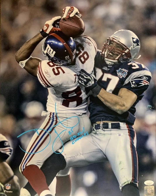 David Tyree autographed signed inscribed 16x20 photo NFL New York Giants JSA COA